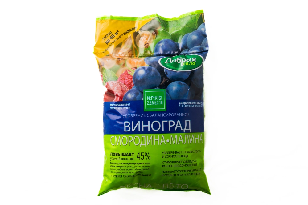 Добрая Сила Сухое удобрение Виноград-Смородина-Малина, пакет 2 кг