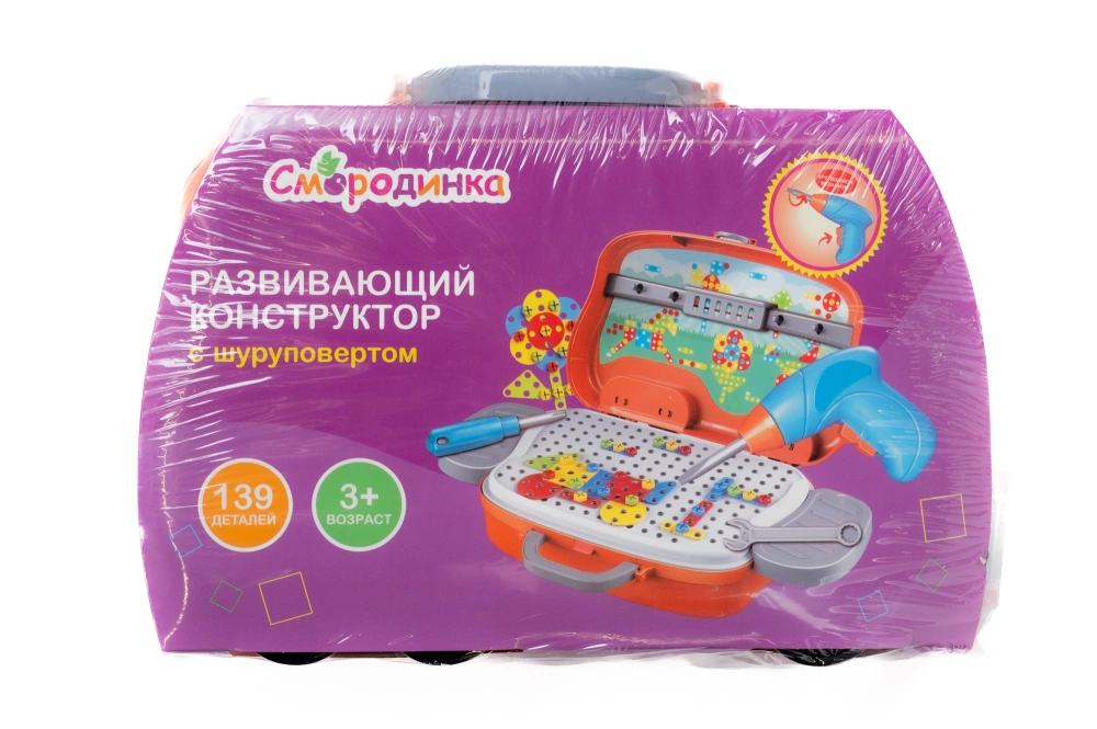 Детский конструктор с шуруповертом и мозаикой Смородинка арт.70-0723,139 деталей