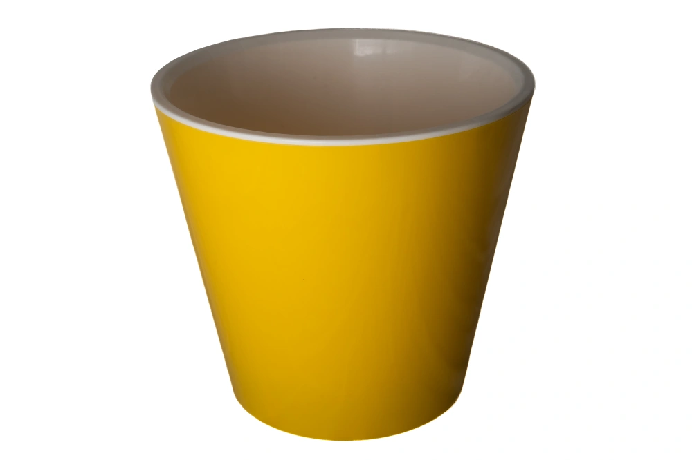 Кашпо InGreen Лондон со вставкой на колесиках пластик (желтый), d-32 h-30см 15,7л