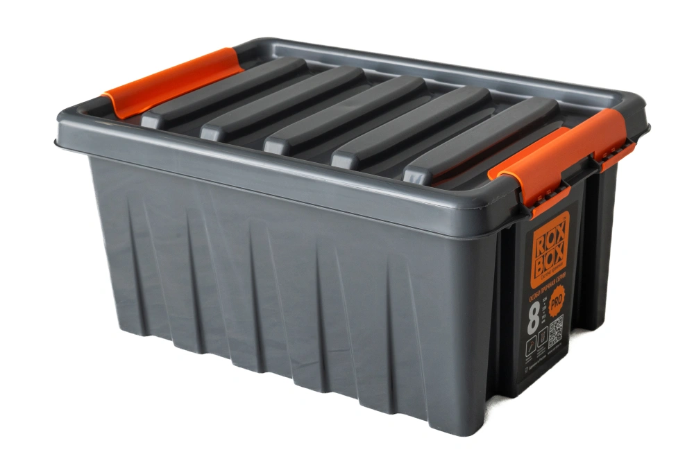 Ящик с крышкой и клипсами антрацит, 335х220х155мм