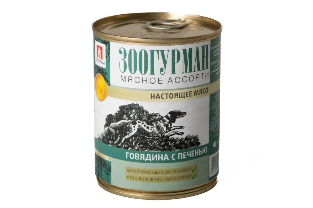 ЗООГУРМАН кон.д/собак Мясное ассорти Говядина/печень 0324 арт.20243, 350гр