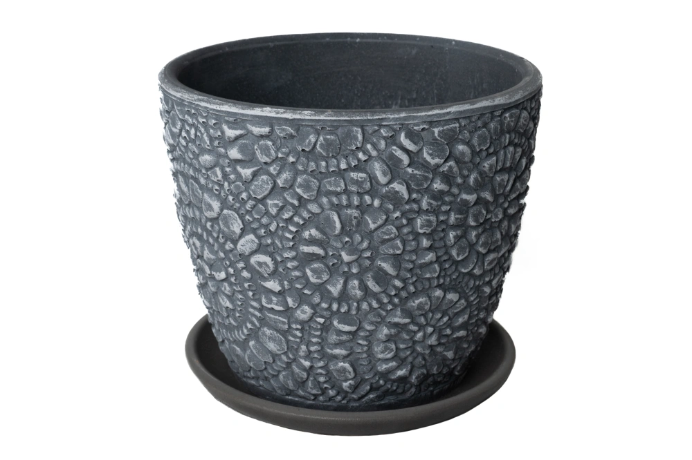 Горшок КАМЕШКИ серый бутон, d180мм 2,15л