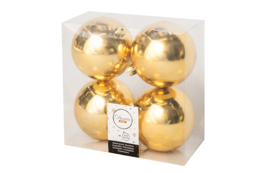 Набор пластиковых глянцевых шаров цв. золотой арт. 945538S, 10см 4шт