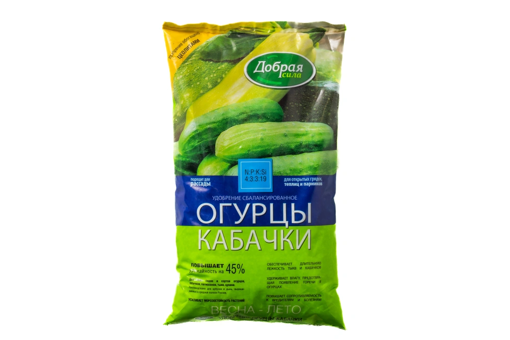 "Добрая сила" Сухое удобрение Огурцы-Кабачки, пакет 0,9 кг