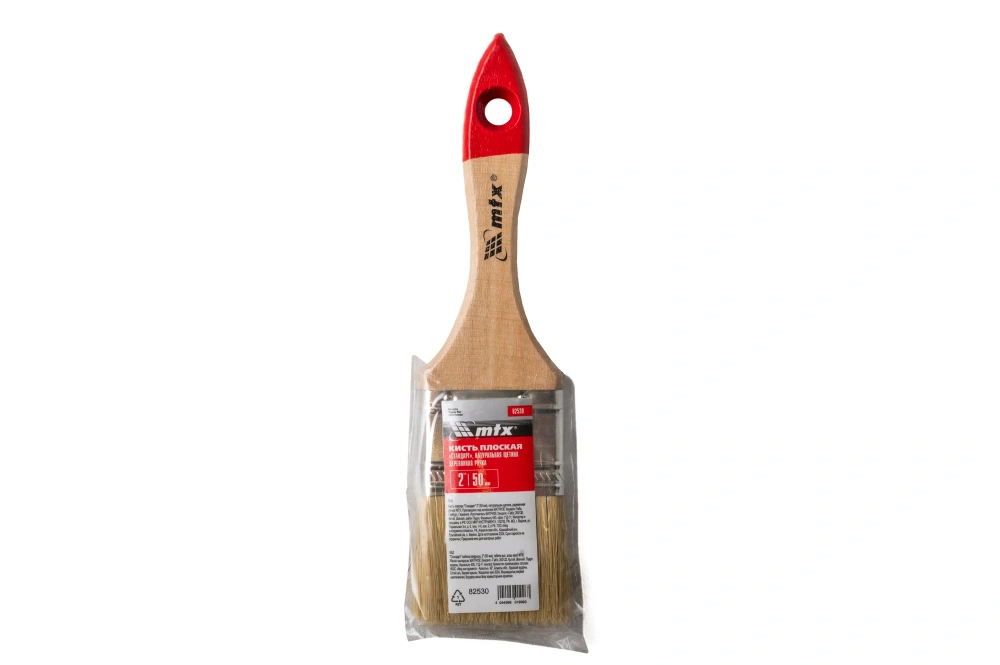 Кисть плоская 'Стандарт' натуральная щетина, дерев. ручка,2" (50)мм