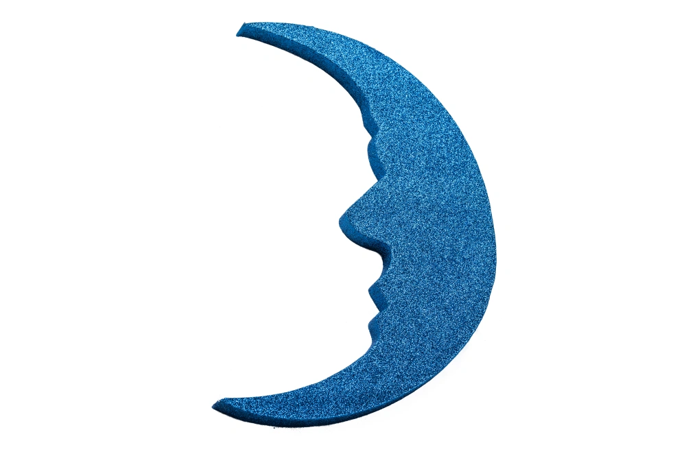 Игрушка для уличной елки Месяц с блестками цв. синий, 30см