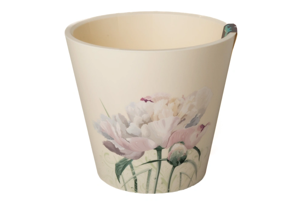 Кашпо InGreen Лондон ПИОН со вставкой пластик (бежевый), d-23 h-20 см 5л