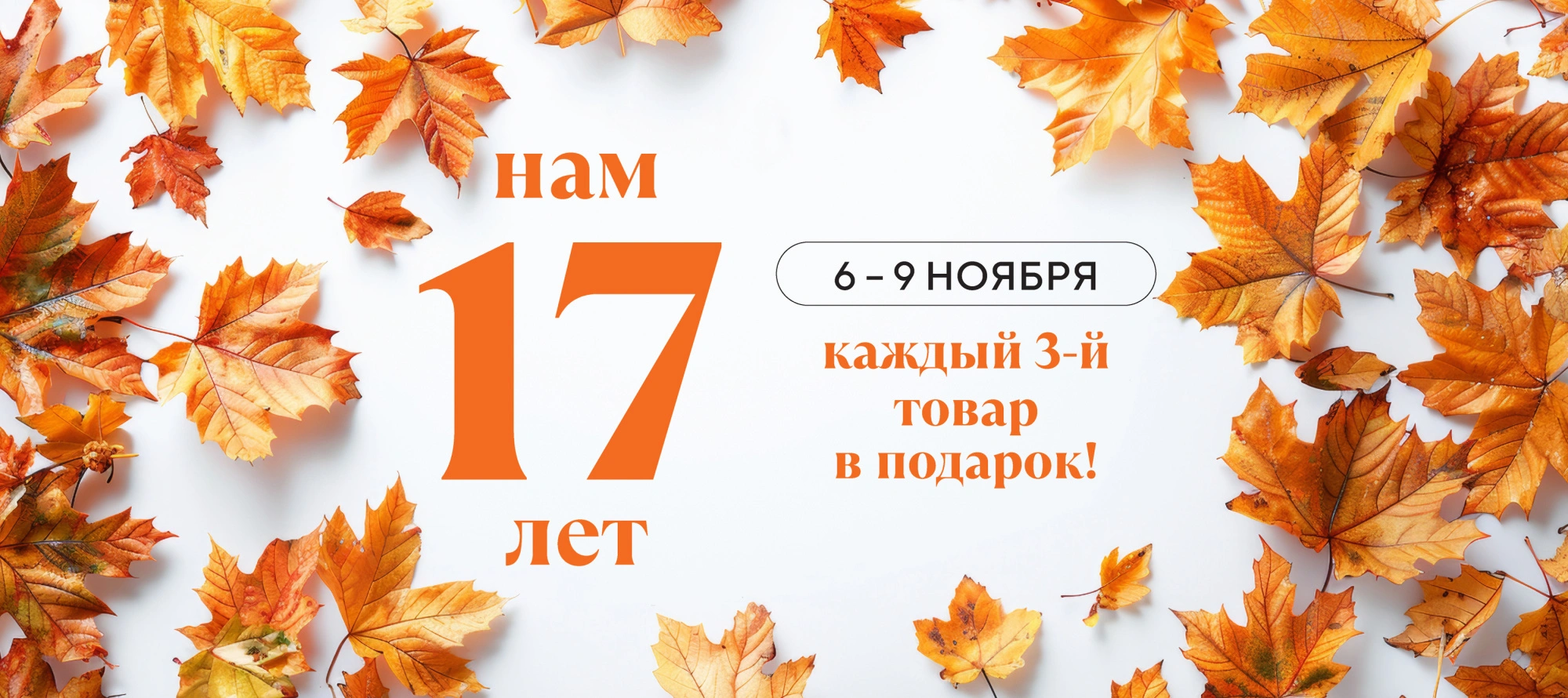 Нам 17 лет. Каждый 3й товар в подарок!