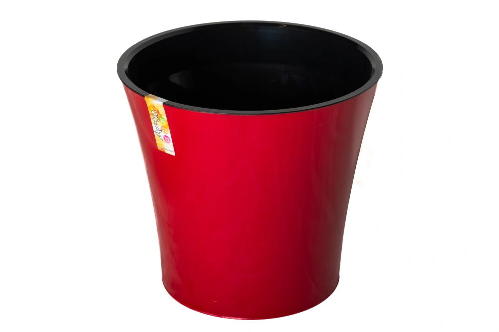 Кашпо Arte со вставкой пластик (красный) арт.АРТ5К-Ч, d-22 h-20см 5л
