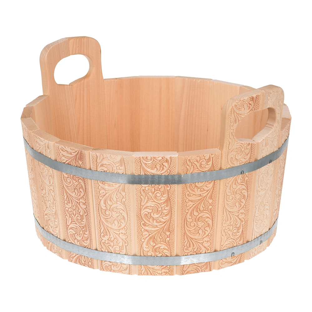 "Банные штучки" Ушат "шайка" Цветочный орнамент с нержав.вставкой дуб, 10л