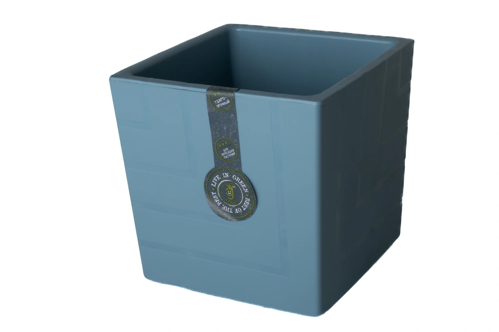 Кашпо Liveingreen Квадро со вставкой пластик (ментоловый), L-16 h-16см 3,3л