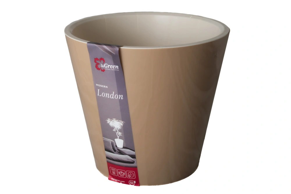 Кашпо InGreen Лондон со вставкой пластик (шоколадный), d-23 h-20,8см 5л
