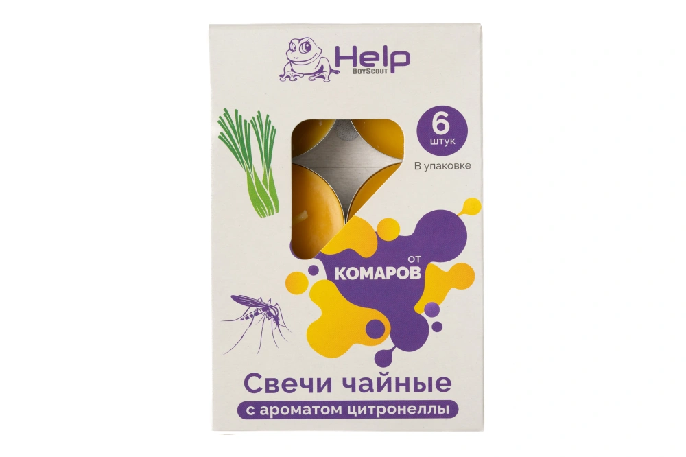 HELP Свечи чайные от комаров с ароматом цитронеллы арт.80015,